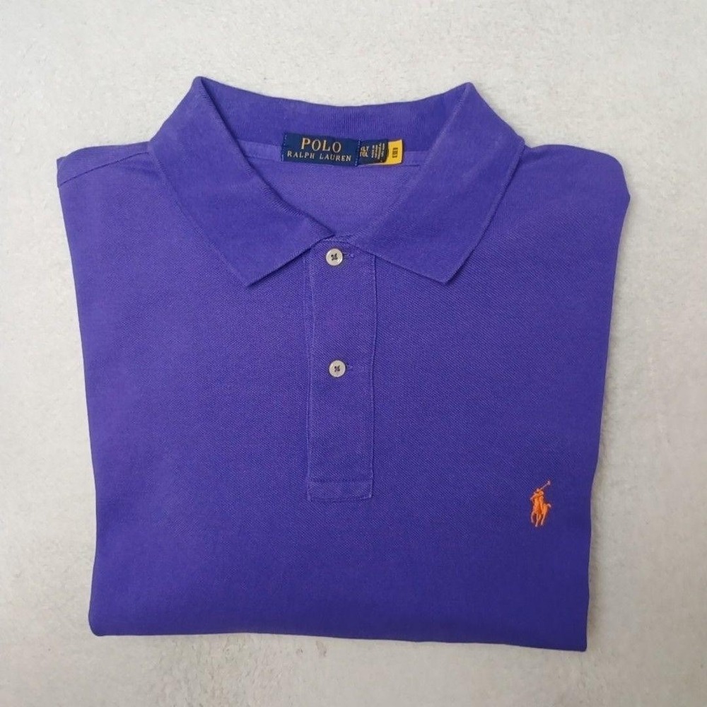 Polo Ralph Lauren Shirt Men XLT Tall Purple Button-Up Polo Cotton Classic Casual